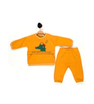 Kidaxi Erkek Bebek Timsah Desenli Eşofman Takım 3-6/6-9/9-12/18-24 Ay (Hardal)