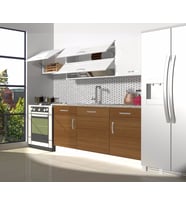 Decoraktiv Prestij 220 MDF Hazır Mutfak Dolabı - Tezgah Dahil - Parlak Beyaz (Beyaz - Ceviz)
