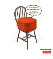 XPERMATE 4'lü StandartFit Oval Sandalye Minderi Fermuarlı Yıkanabilir Kılıf Bağcıklı Su ve Yağ İtici 42x42x5 cm (Kiremit)