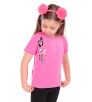 Toontoy Kız Bebek Varaklı Kelebek Baskılı Tişört (Fuşya)