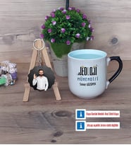 Jeoloji Mühendisi Kupa Bardak Beyaz ve Fotoğraflı Ahşap Anahtarlık Hediye (Model 10)