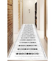 Dijital Baskılı Kaymaz Taban Yıkanabilir Modern Yolluk Ve Koridor Halısı NDU-SD-1011 (Beyaz)