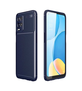 Oppo Reno A54 4G Kılıf Karbon Silikon Case (Lacivert)