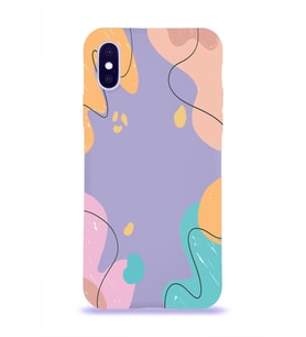PrintiFy Apple iPhone XS Uyumlu Lansman Kılıf Karışık Renkler Tasarımlı İçi Kadife Kapak (Lila)