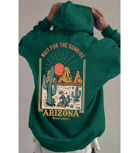 Arizona Baskılı Unisex Oversize Sweatshirt (Yeşil)