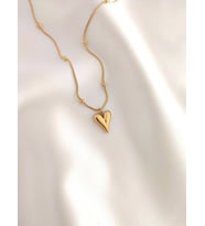 Kadın 316L Paslanmaz Çelik Gold Top Zincir Kalp Kolye (Gold)