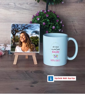 Doğum Günü Hediyesi Fotoğraflı Dekoratif Taş, Kupa Bardak Beyaz Hediye (Model 1)