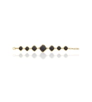 Kadir Jewellery 22 Ayar Altın Kaplama Zirkon Taşlı Ayarlanabilir Zincir Bileklik (Siyah)