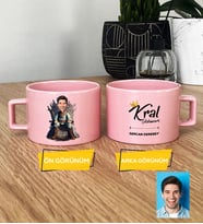 Kişiye Özel Karikatürlü Doğum Günü Hediyesi Hediye Pastel Fincan Babaya Abiye Erkek Sevgiliye Hediye (Pembe)