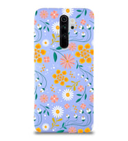 Xiaomi Redmi Note 8 Pro Uyumlu Lansman Kılıf Çiçek Tasarımlı İçi Kadife Kapak-Kırmızı (Lila)