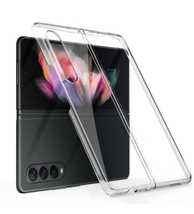 Galaxy Z Fold 3 Kılıf Zore Kıpta Metal Görünümlü İnce Kılıf (Renksiz)