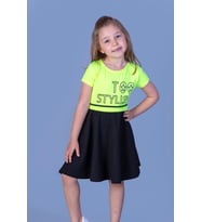 Toontoy Kız Çocuk Too Stylısh Baskılı Elbise (Sarı)