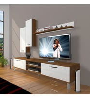 Decoraktiv Eko 7 Mdf Dvd Krom Ayaklı Tv Ünitesi Tv Sehpası (Beyaz - Kahverengi)