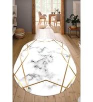 Dijital Baskılı Kaymaz Taban Yıkanabilir Oval Salon Halısı Mutfak Halısı Yolluk NDO-HS-209 (Gold)
