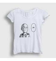Presmono Kadın Sarı Ok Anime One Punch Man T-Shirt 240669tt (Beyaz)