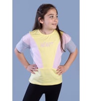 Toontoy Kız Çocuk Garni Detaylı Baskılı Tişört (Sarı)