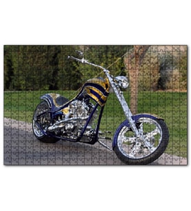 Cakapuzzle Altın ve Lacivert Chopper Motorsiklet  Puzzle Yapboz MDF (Ahşap) (500 Parça)