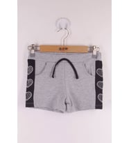 Toontoy Kız Çocuk Kalp Nakışlı Şort ( Gri-Melanj)