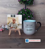 Anneanneye Hediye Fotoğraflı Dekoratif Taş, Kupa Bardak Beyaz Hediye (Model 10)