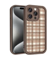 iPhone 15 Pro Kılıf Kamera Korumalı Baskılı Arka Yüzey Klas Kapak (Açık Kahve)