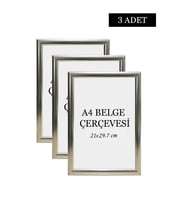 3 Lü Set A4(21x29.7) Diploma Çerçevesi Belge Çerçeveleri Sertifika Çerçevesi (Gümüş)