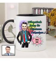Karikatürlü Erkek Öğretmen Kupa Bardağı (Siyah)