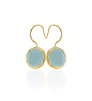 Kadir Jewellery 22 Ayar Altın Kaplama Kadın Taşlı Küpe -El İşçiliği Ve Hipoalerjenik Küpe -E01 (Açık Mavi)