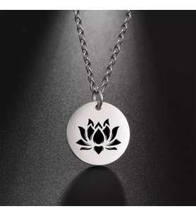 Kişiye Özel 925 Ayar Gümüş Lotus Disk Kolye (Gümüş)