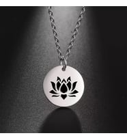 Kişiye Özel 925 Ayar Gümüş Lotus Disk Kolye (Gümüş)