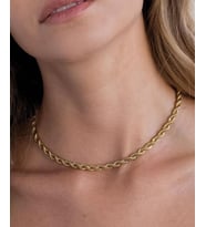 Muray 3mm Burgu Çelik Gold-Gümüş Unisex Kolye (Kararma-Solma Yapmaz) (Gold)