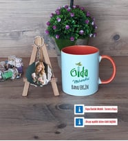 Gıda Mühendisi Kupa Bardak Beyaz ve Fotoğraflı Ahşap Anahtarlık Hediye (Model 13)