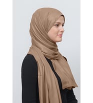 Simli Abiye Şifon Şal (Koyu Bej)
