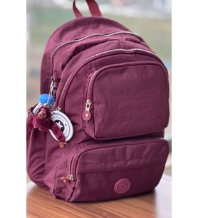 Nemo Bags Krinkıl Kumaş Suya Dayanıklı Orta Boy Koyu Sırt Çantası/Laptop Okul Çantası (Mürdüm)