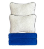 Pelüş Ortopedik Oto Koltuk Seyahat Boyun Yastığı 2'Li / Peluş Oto Kemer Pedi (Beyaz-Mavi)