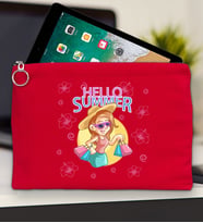 BK Gİft Yaz Temalı-2 Tablet Çantası 30x21cm(12 Renk Seçeneği), Ipad Çantası, Baskılı Tablet Kılıfı (Kırmızı)