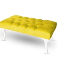 120 Cm Kapitoneli Ayak Ucu Kapı Önü Antre Bench Puf (Sarı)