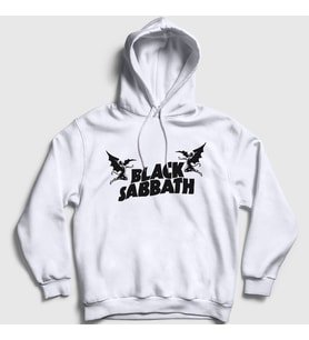Presmono Unisex Beyaz Logo Black Sabbath Kapüşonlu Sweatshirt 17793tt (Beyaz)