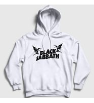 Presmono Unisex Beyaz Logo Black Sabbath Kapüşonlu Sweatshirt 17793tt (Beyaz)