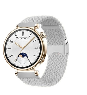 Sneezy Huawei Watch GT 4 41mm İle Uyumlu 18mm Metal Klips Solo Fiberlink Örgü Kordon (Gri)