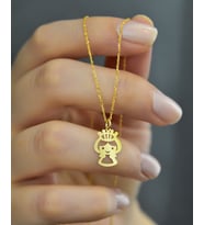 Papatya Silver 925 Ayar Gümüş Prenses Kadın Kolye (Gold)