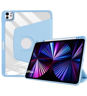 Apple iPad Pro 11 1. 2. Nesil Kılıf Termik Kalem Bölmeli Dönebilen Standlı Case (Açık Mavi)