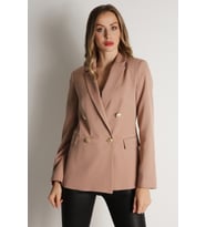 Kadın Gold Düğmeli Blazer Ceket (Kahverengi)