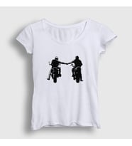 Presmono Kadın Sarı Biker Brotherhood Hediye Motorcu T-Shirt 457839tt (Beyaz)