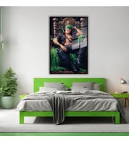 Metal Çerçeveli Cam Tablo One Piece Karakteri Roronoa Zoro (Siyah)