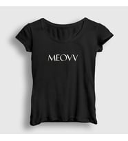 Presmono Kadın Beyaz Logo K Pop Kedi Kedili Meovv T-Shirt 491078tt (Siyah)