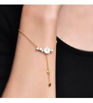 Çuha Çiçeği Zirkon Taşlı Gümüş Bileklik (Gold)