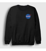 Presmono Unisex Beyaz Logo Nasa Space Uzay Sweatshirt 282880tt (Siyah)