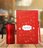 Kimya Öğretmenine Özel Deri Defter Kalem Ve Termos Seti (Model 1)