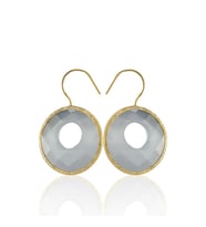 Kadir Jewellery 22 Ayar Altın Kaplama Kadın Taşlı Küpe -El İşçiliği Ve Hipoalerjenik Küpe (Gri)