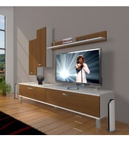 Decoraktiv Eko 7 Slm Std Krom Ayaklı Tv Ünitesi Tv Sehpası (Beyaz - Ceviz)